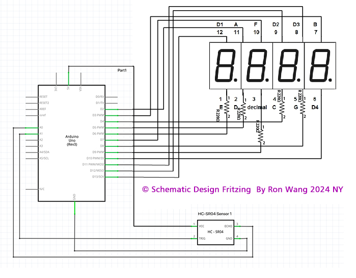 Ultrasonic Distance Display Schematic