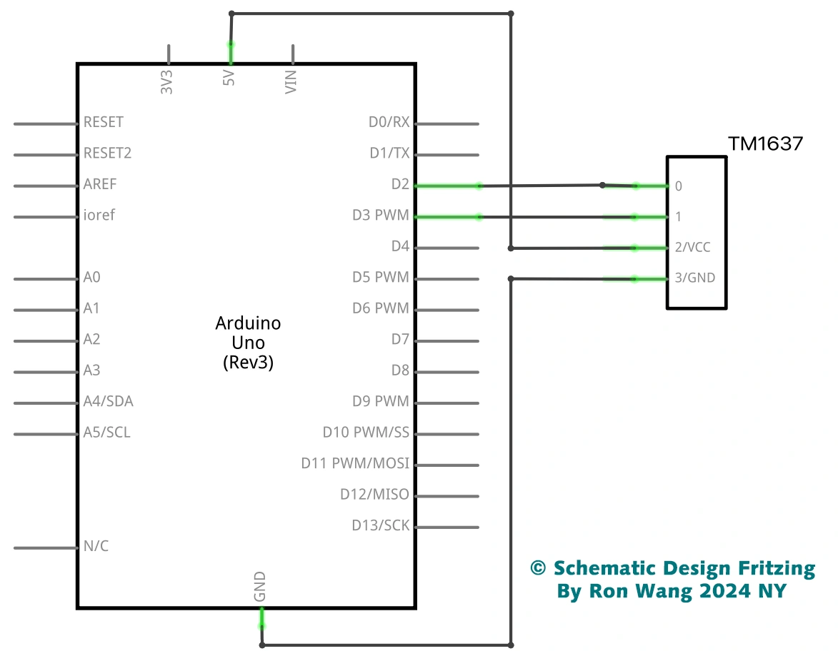 Arduino TM1637 Digital Schematic