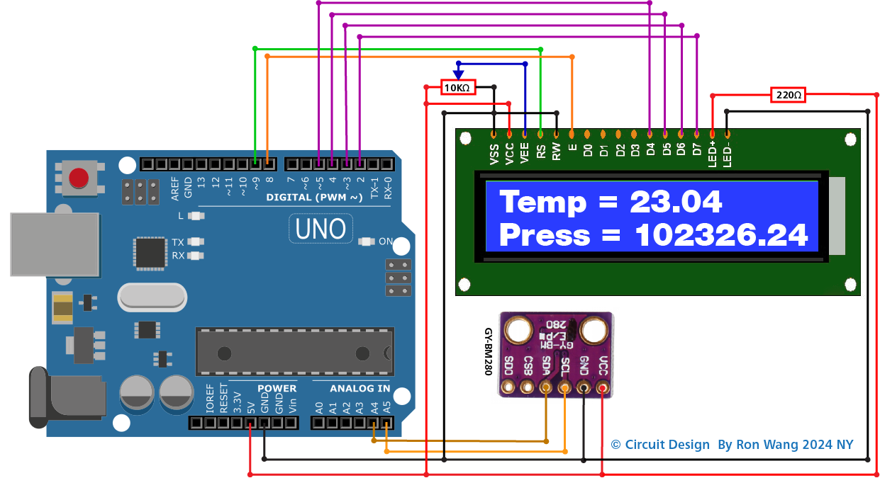 Arduino Project 032 - BMP280 Pressure Sensor LCD Display