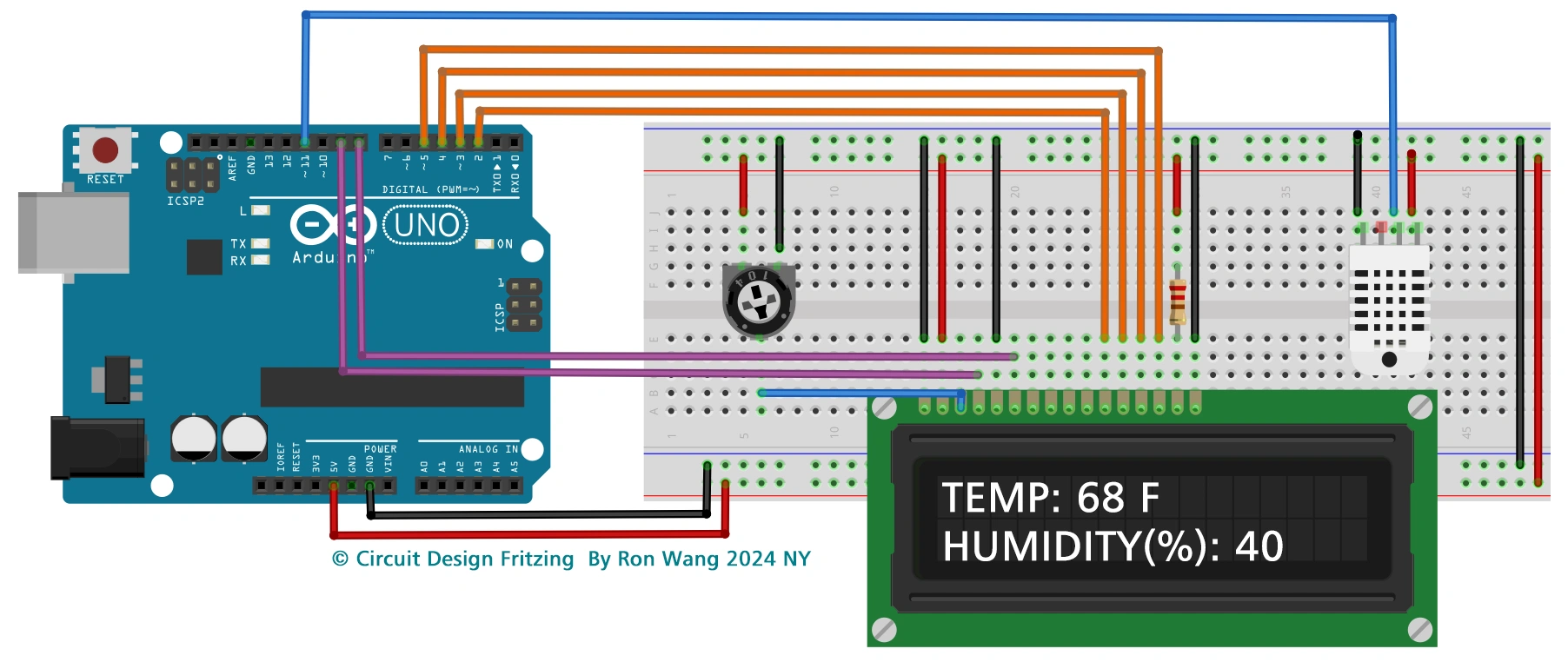 Arduino Project 024 -  LCD Temperature Display