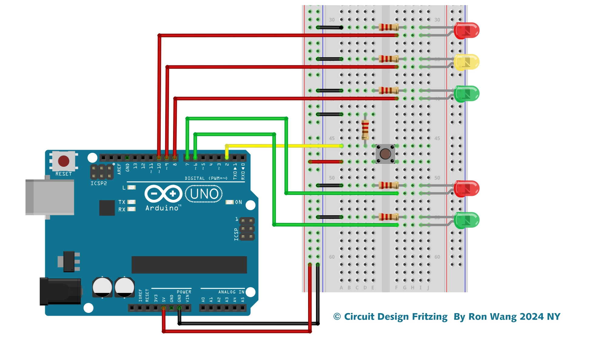 Arduino Project 004 - LED Interactive Traffic Lights