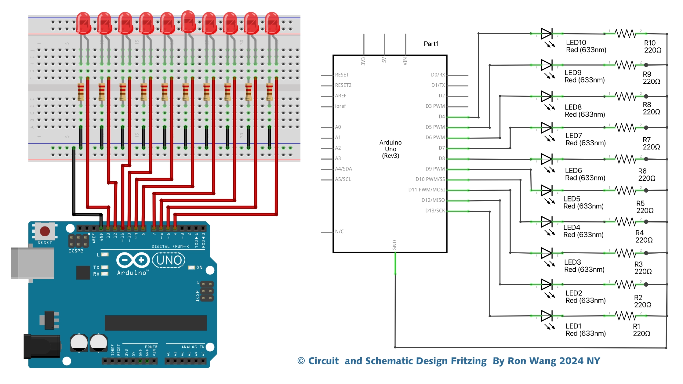 Arduino Project 005 - LED Chase Lights