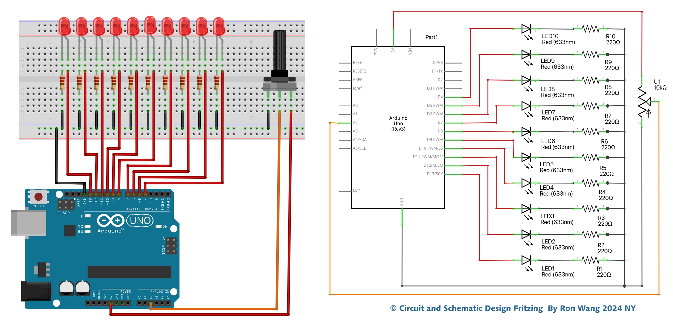 Arduino Project 006 - LED Interactive Chase Effect