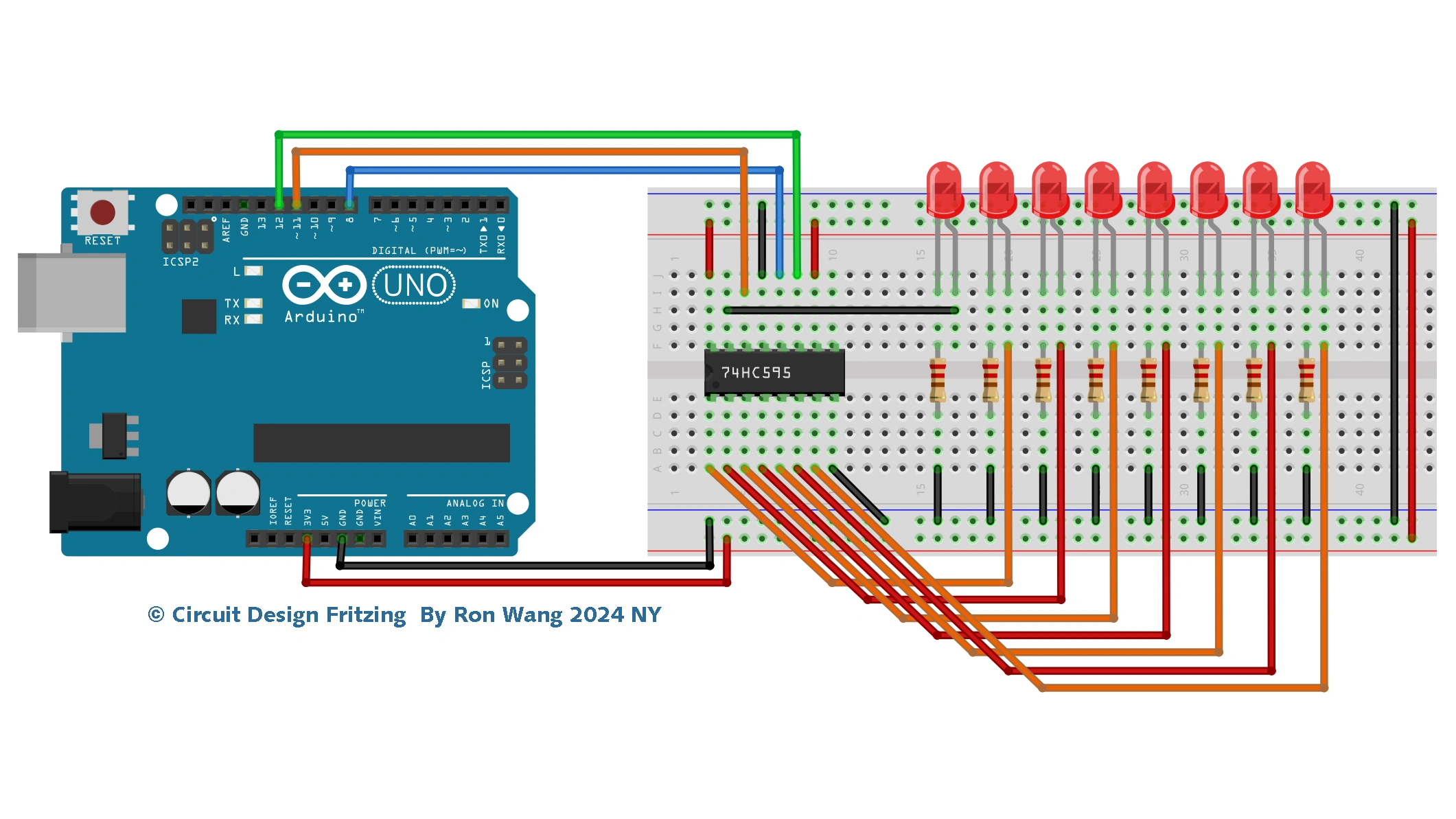 Arduino Project 017 - Shift Register 8-Bit Binary Counter 