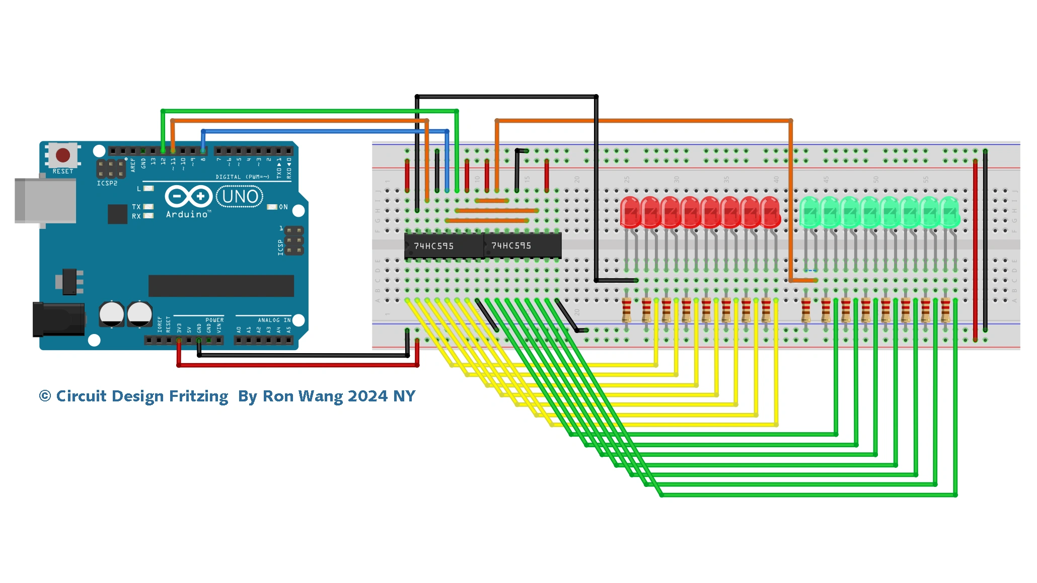 Arduino Project 018 - Dual Shift Register 8-Bit Binary Counter