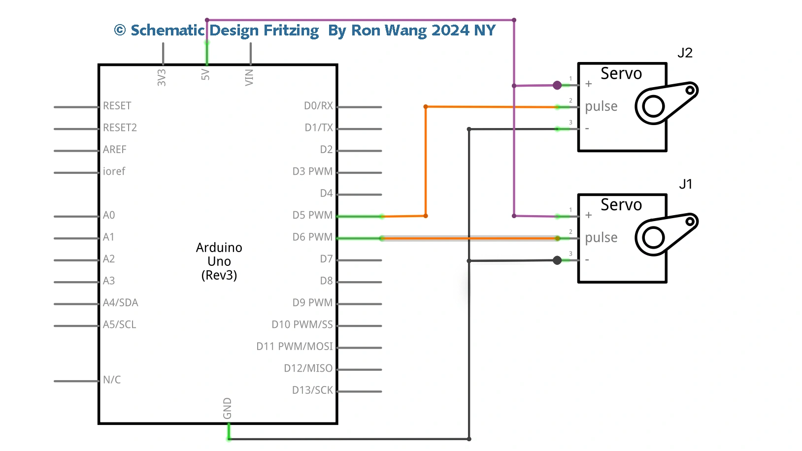 Arduino Dual Servo Control Schematic