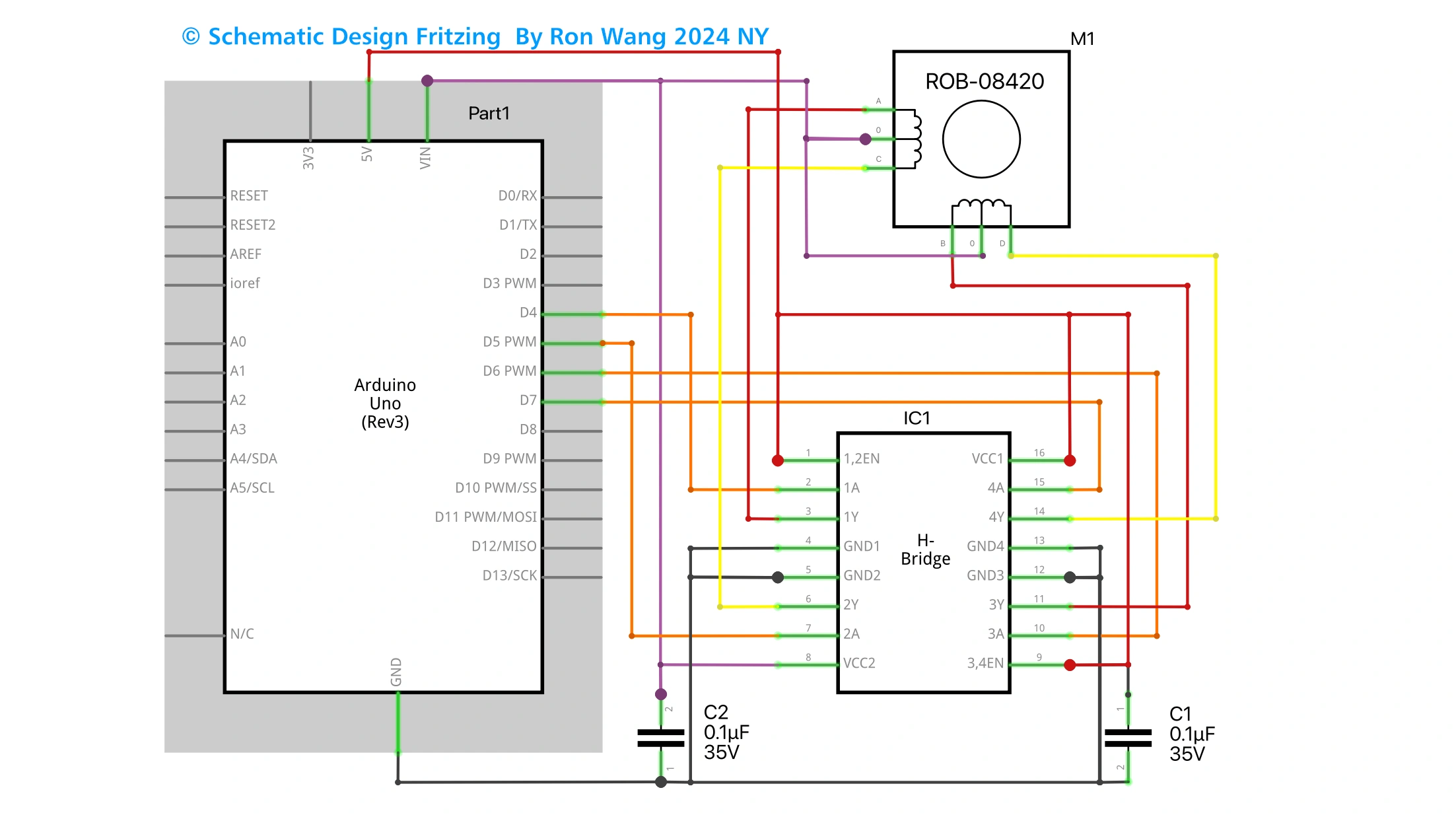 Arduino Stepper Control L293D Unipolar Circuit