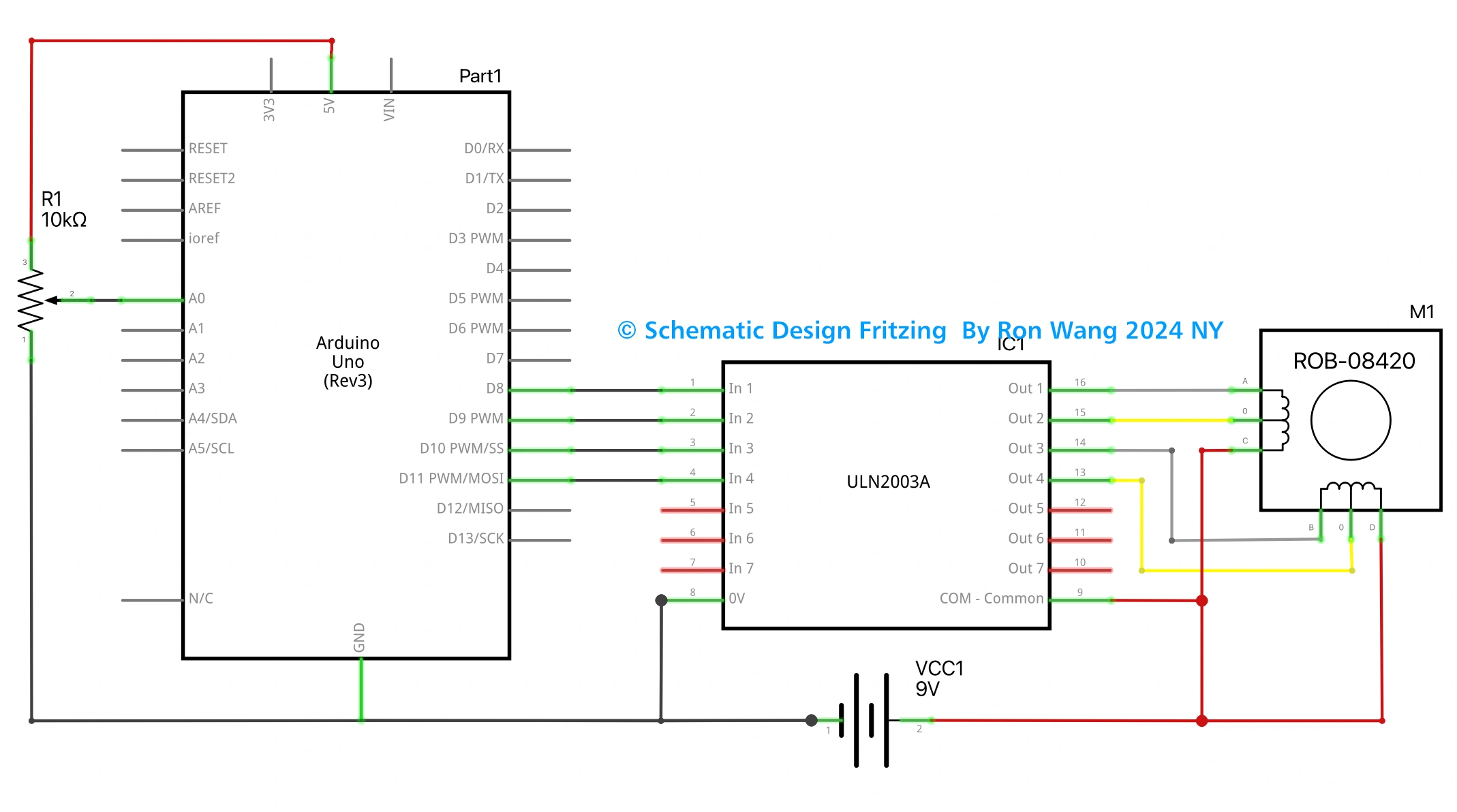 Arduino Stepper Control ULN2003a Unipolar Circuit