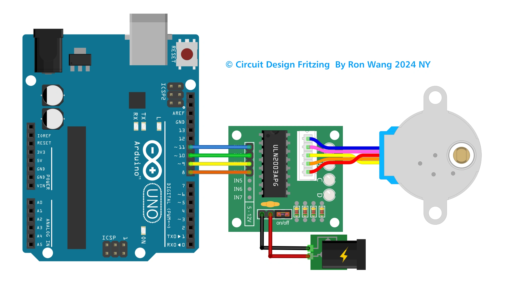 Arduino Stepper Control ULN2003A Unipolar Circuit