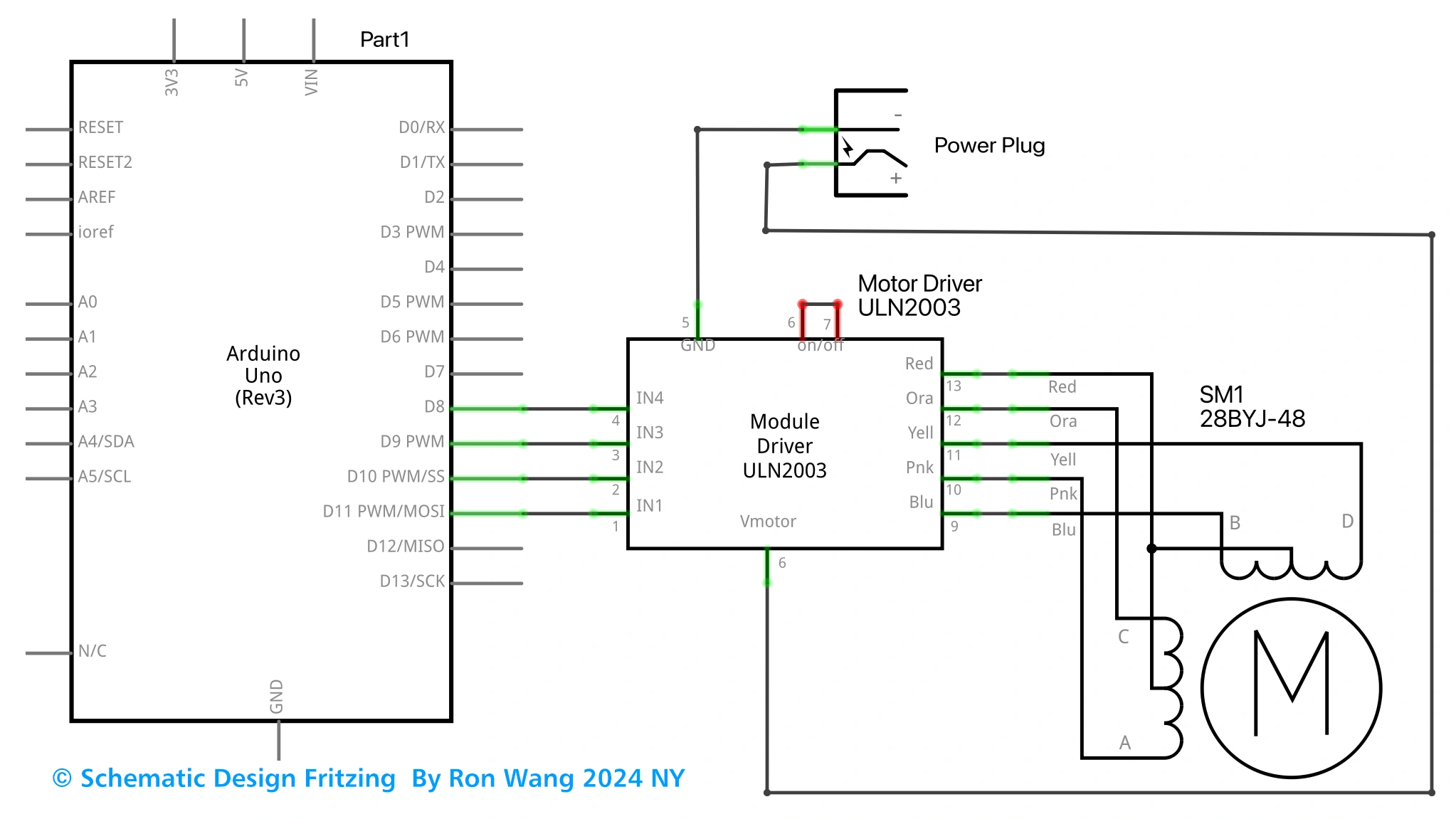 Arduino Stepper Control ULN2003a Unipolar Circuit