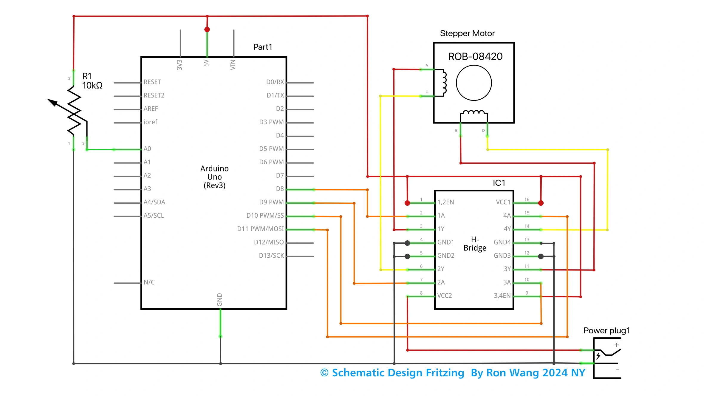 Arduino Stepper Control L293D Bipolar Meter Schematic