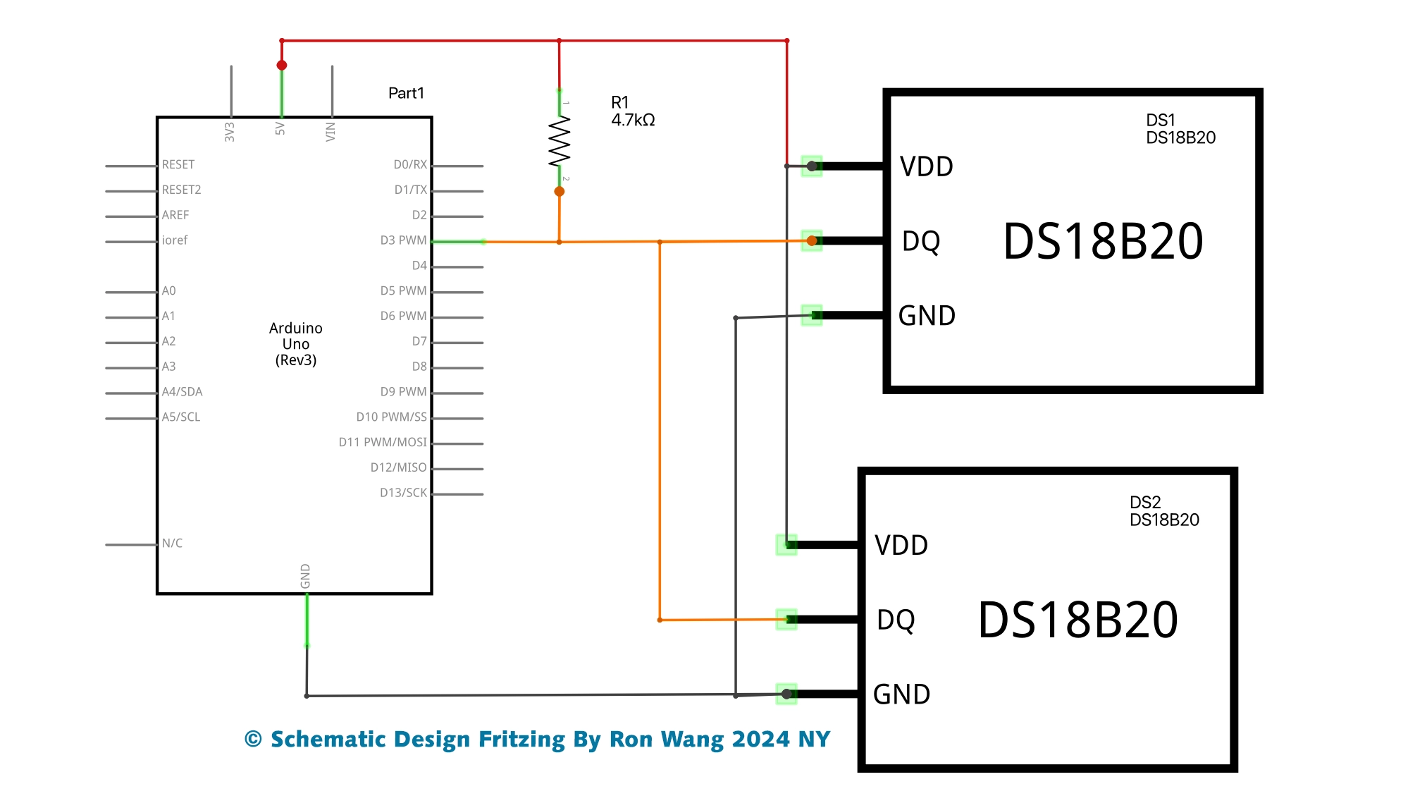 Arduino Wire Digital Temp Sensor Schematic