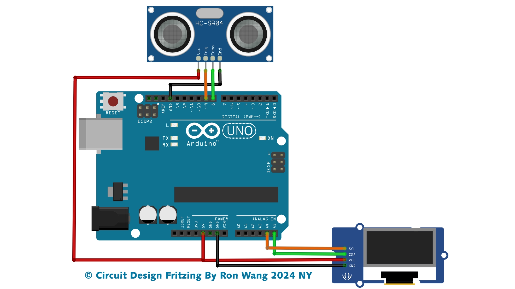 Arduino Project 041 - Ultrasonic Distance OLED 128X64 Display