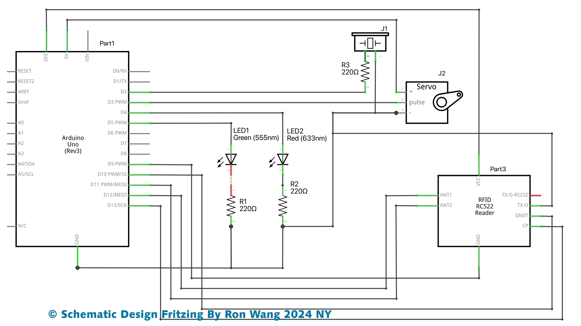 Arduino RFID Access Control System Schematic