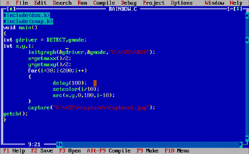 TurboC install and debug runtime Environment